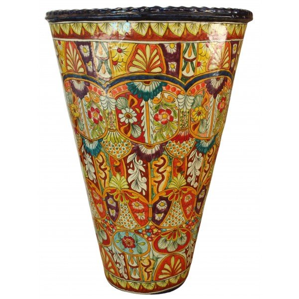 Mexican Talavera Planter Round HUGE Planter - Floral -